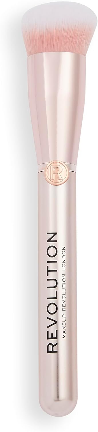 Revolution Create Angled Foundation Brush (R8), Makeup Brush For Blending & Sculpting Liquid Or Cream Foundation On Face & Neck, Vegan & Cruelty-Free