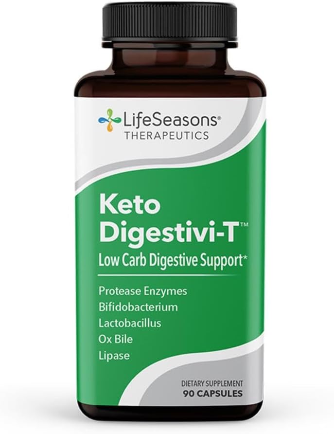 LifeSeasons - Keto Digestivi-T - Low-Carb Digestion Support - Supplement for Nutrient Absorption & Gut Health - Relief for Bloating & Digestive Discomfort - Probiotic - 90 Capsules : Health & Household