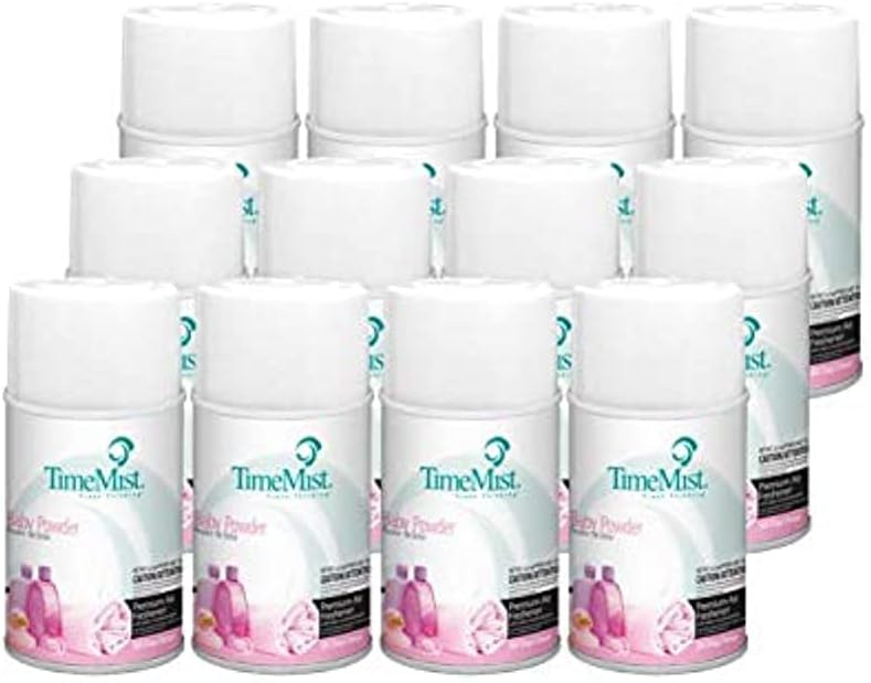 TimeMist Premium Metered Air Freshener Refills - Baby Powder - 7.1 oz (Case of 12) - 1042686 - Lasts Up To 30 Days and Neutralizes Tough Odors : Health & Household