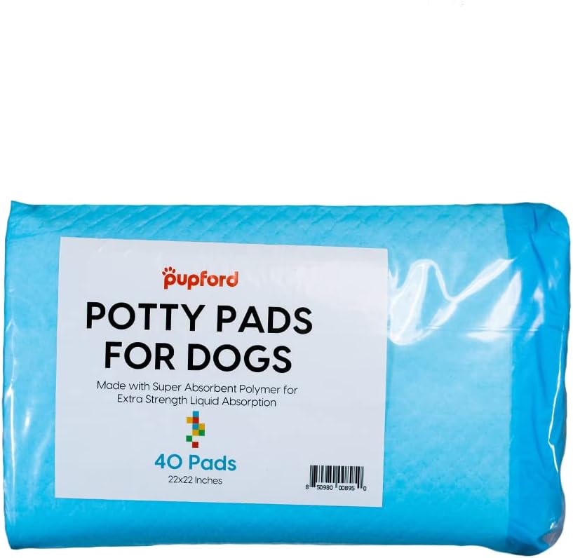 Pupford Potty Pads For Dogs & Puppies – Leak-Proof Pet Potty Training Pads | 40 Count | Heavy-Duty, Thick, Disposable, Made With Super Absorbent Polymer | 22X22 In