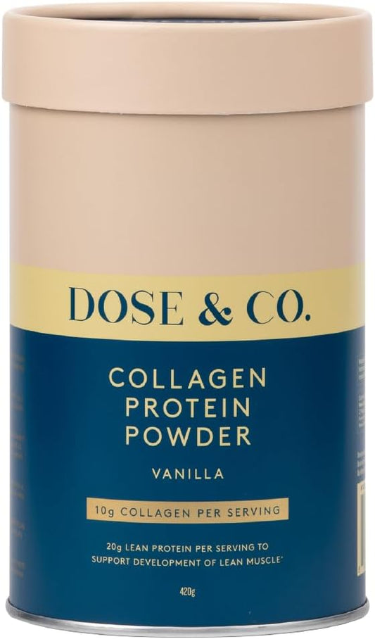 Dose & Co Collagen Protein Powder (Vanilla) 420G – Non-Gmo, Gluten Free Collagen Peptides Supplement – 20G Of Whey Protein, Vanilla