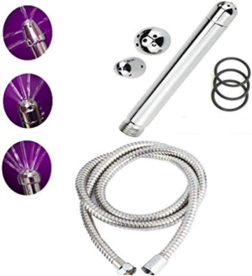 3 Heads Aluminum Enema Shower Vaginal Anal Cleaner Douche System with 150cm Stainless Steel Handheld Shower Hose