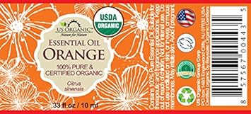 US Organic 100% Pure Sweet Orange Essential Oil - USDA Certified Organic - 10 ml - w/Improved caps and droppers (More Size Variations Available)