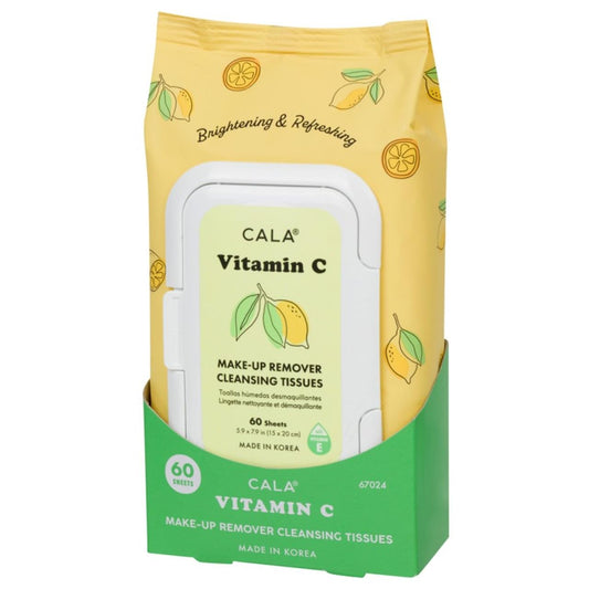Cala Makeup Remover Cleansing Tissues: Vitamin C (60 Sheets) - Gentle, Hydrating, Antioxidant-Rich Wipes For A Radiant, Even-Toned Complexion : Beauty & Personal Care