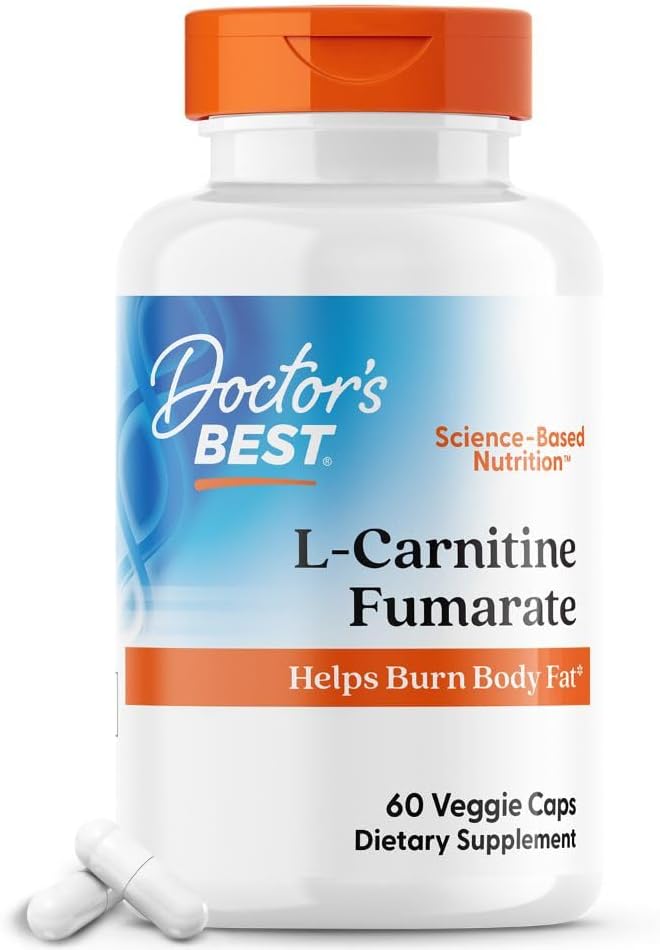 Doctors Best L-Carnitine Fumarate, Helps Burn Body Fat, Non-Gmo, Gluten Free, Soy Free, Vegan 60 Veggie Caps