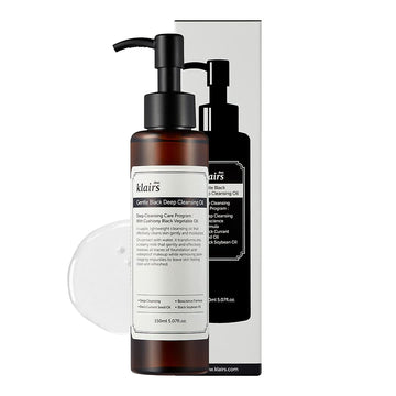 Dearklairs Gentle Black Deep Cleansing Oil 5.07 Oz | Composed Of Natural Vegan Black Bean, Black Sesame, Black Currant Seed Oil For Gentle, Non-Irritating Cleanser For Sensitive Skin