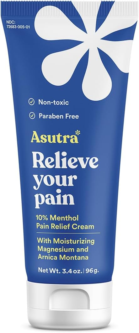ASUTRA Pain Relief Cream, 3.38 oz | Cooling Relief | Formulated with Magnesium, Menthol, and Arnica Montana | Paraben Free | Helps with Achy Joints, Sore Muscles : Beauty & Personal Care