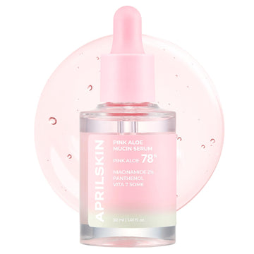 Aprilskin Pink Aloe Mucin Serum 1.01 Fl.Oz (30Ml) Hydrating 78% Jeju Aloe Mucin Formula With Non-Sticky Finish For A Glass Glow Look, Korean Skincare