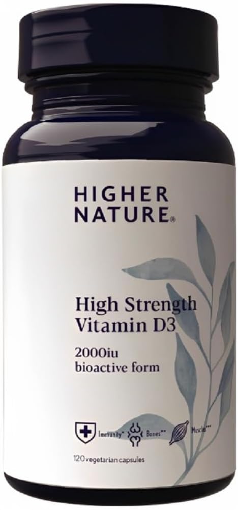 Higher Nature - High Strength - Vitamin D3 2000Iu - Immune System Support - Bone & Muscle Support - Vegetarian Friendly - 60 Capsules