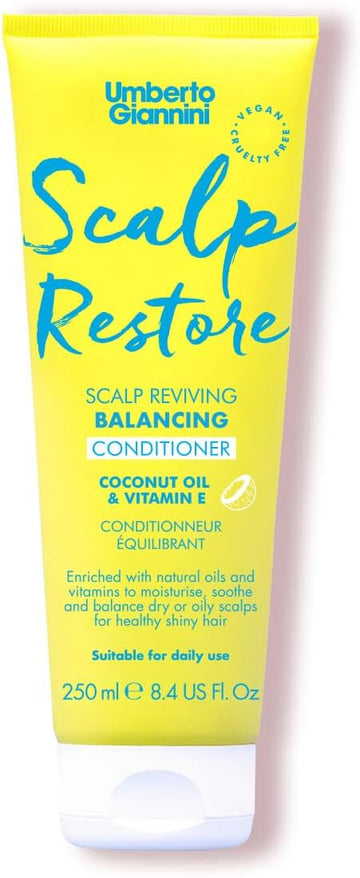 Umberto Giannini Scalp Restore Balancing Conditioner, Vegan & Cruelty Free Scalp Reviving Formula With Coconut Oil & Vitamin E, 250Ml