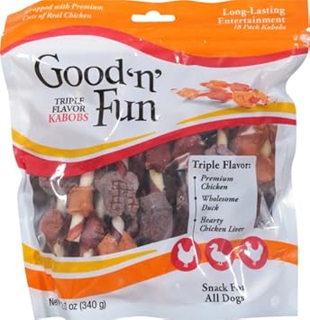 Good'N'Fun Triple Flavored Rawhide Kabobs For Dogs, 1 Pack, 12 Oz
