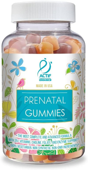 Actif Prenatal Gummies With 25+ Organic Vitamins And Organic Herbal Blend - Non-Gmo, 100% Vegetarian, 90 Count, Made In Usa