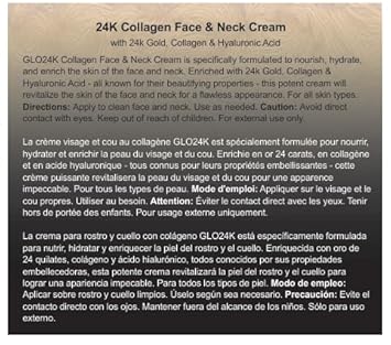 Glo24K Collagen Face And Neck Cream With 24K Gold, Collagen And Hyaluronic Acid. Boost Your Skin’S Collagen Levels For A Radiant, Glowing Skin. : Beauty & Personal Care