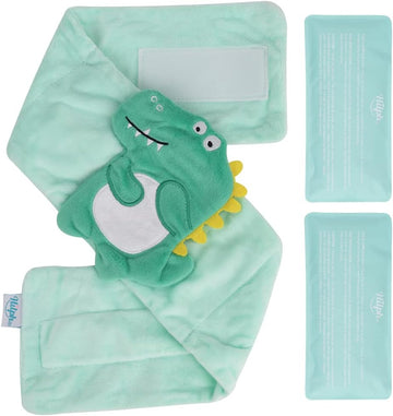 Hilph Baby Colic, Gas and Upset Stomach Relief, Heated Warmer Tummy Wrap with 2 Gel Packs for Newborns and Infants, Baby Heating Pad Swaddling Belt Natural Relief (Green Dinosaur)