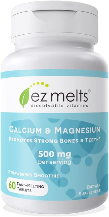 EZ Melts Dissolvable Calcium & Magnesium Supplement with Vitamin D3, Sugar-Free, 1-Month Supply