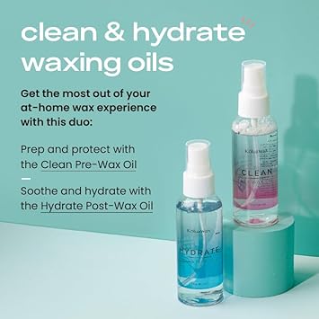 Clean & Hydrate At Home Waxing Kit Oils – Pre Wax Cleanser Preps & Protects Skin – Post Body & Facial Wax Oil Soothes, Reduces Redness, Removes Residue – Make Hair Removal Easy By Koluawax, 3 Oz. Each