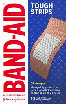 Band-Aid Brand Tough Strips Adhesive Bandages For Wound Care, Durable Protection For Minor Cuts And Scrapes, Extra Large Size, 10 Ct