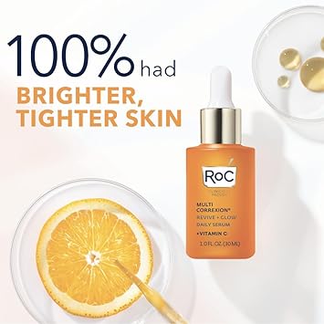 RoC Multi Correxion Revive + Glow 10% Active Vitamin C Serum for Face, Daily Anti-Aging Wrinkle and Skin Tone Skin Care Treatment, Brightening Serum, 1 Fluid Ounce : Beauty & Personal Care