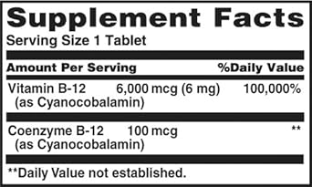 Sundown, Sublingual B-12 6000 Mcg Tablets, 60 ct