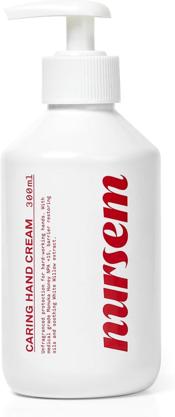 Nursem Caring Hand Cream – 300Ml | Fast Absorbing And Moisturising Natural Cream For Hard Working Hands, Repairing Cream Suitable For Sensitive And Dry Skin (Unfragranced)