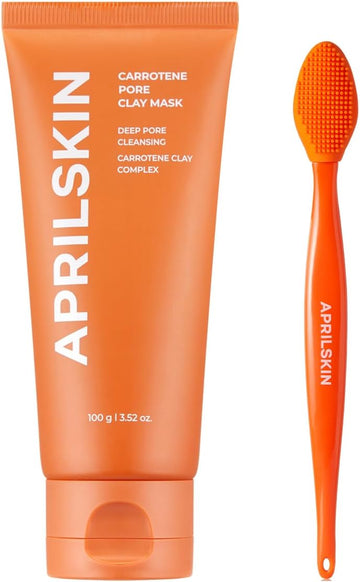 Aprilskin Carrotene Clay Mask With Pore Brush: Carrotene Ipmp 3-Min Quick Dry Pore Caring Clay Mask And Pore Cleansing Facial Silicone Brush