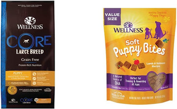 Wellness CORE Grain-Free Large Breed Puppy Recipe, 24 lbs + Wellness Soft Puppy Bites, Lamb and Salmon, 8 oz Bag : Pet Supplies