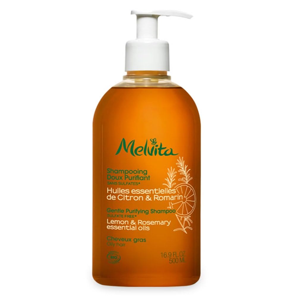 Melvita Gentle Purifying Shampoo Lemon & Rosemary Essential Oils (For Oily Hair) 16.9Oz, 500Ml : Beauty & Personal Care
