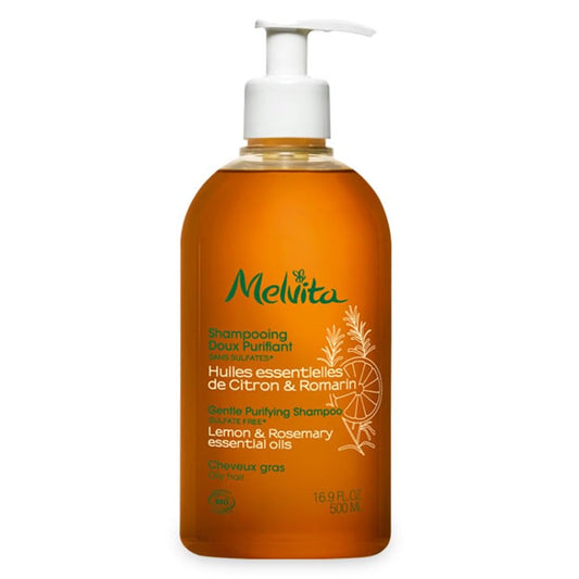Melvita Gentle Purifying Shampoo Lemon & Rosemary Essential Oils (For Oily Hair) 16.9Oz, 500Ml : Beauty & Personal Care