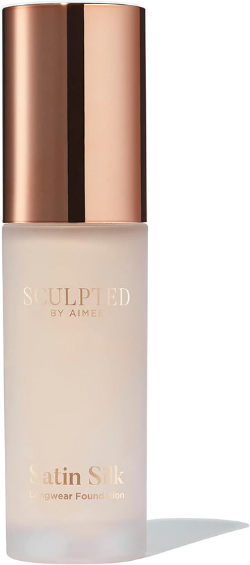 Satin Silk Longwear Foundation From Sculpted By Aimee (Porcelain 1.0) - Lightweight, Hydrating & Buildable High Coverage, Sweat-Resistant Foundation