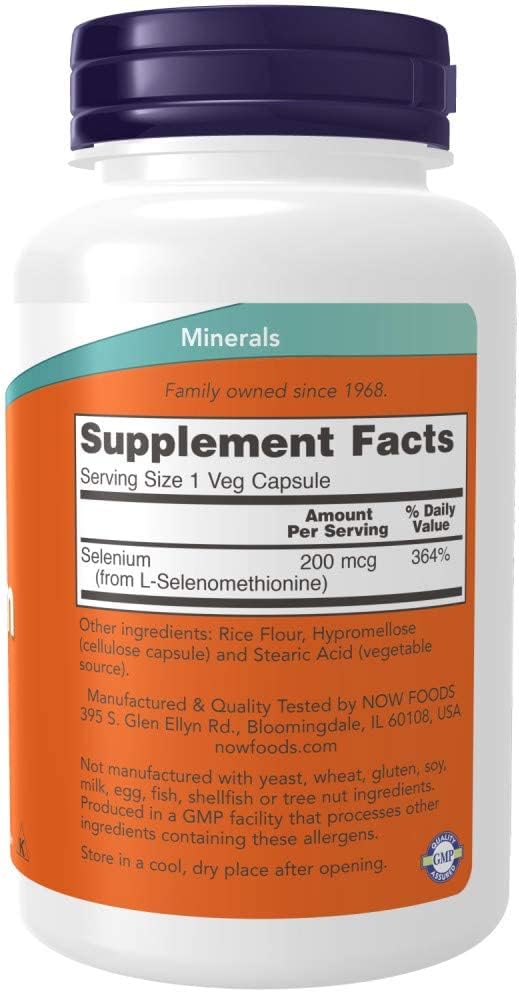 NOW Foods Selenium 200 mcg VCaps, 180 ct