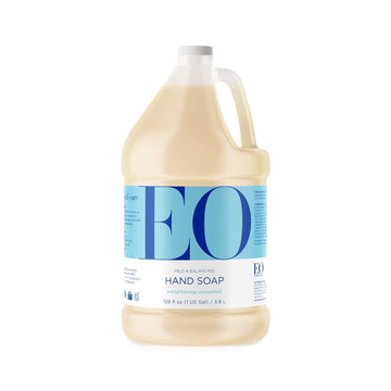Eo Liquid Hand Soap Refill, 1 Gallon, Unscented, Organic Plant-Based Gentle Cleanser With Pure Essential Oils