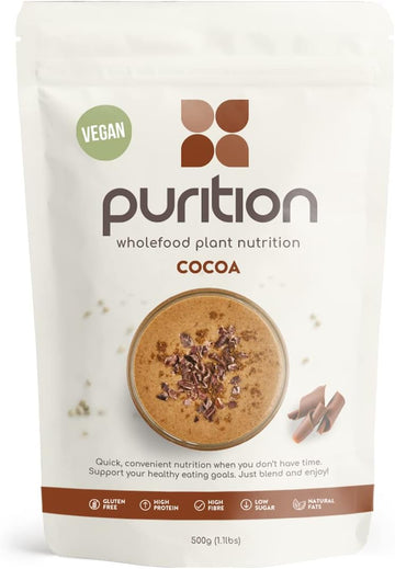 Purition Vegan Strawberry, Natural, Gluten Free, High Protein, Dairy Free, Low Sugar, Keto, Meal Replacement Shake For Healthy Weight Management, 500G, 12 Servings
