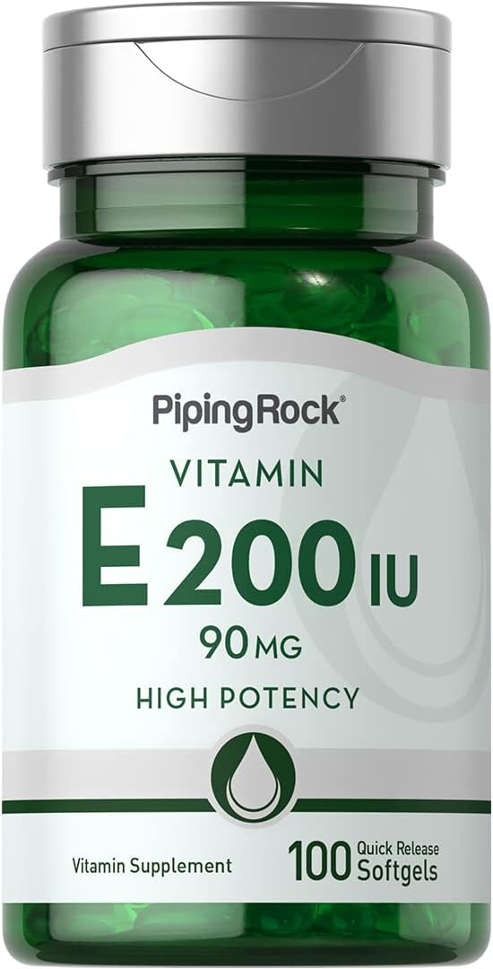 Piping Rock Vitamin E 200 IU | 90mg | 100 Softgel Capsules | High Potency Supplement | Non-GMO, Gluten Free