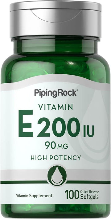 Piping Rock Vitamin E 200 IU | 90mg | 100 Softgel Capsules | High Potency Supplement | Non-GMO, Gluten Free