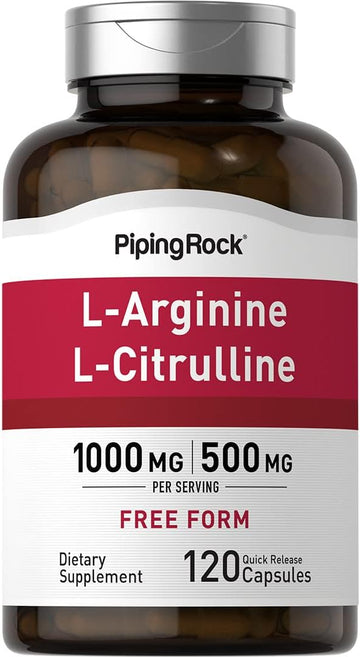 Piping Rock L-Arginine L-Citrulline Complex 1000mg | 120 Capsules | Free Form Supplement | Non-GMO, Gluten Free