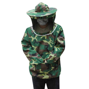 VALUEVIBES Beekeeping Jacket with Veil – Blue Camo Bee Protection Suit for Beekeepers | Lightweight Smock Equipment for Beekeeping & Livestock Care (Unisex)