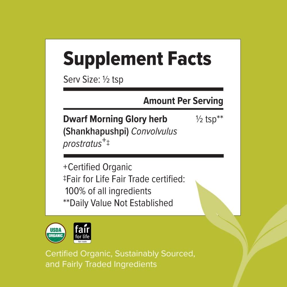 Banyan Botanicals Organic Shankhapushpi Powder – Convolvulus prostratus – for Promoting Brain Support, Calmness & More* – Spice Jar – Non-GMO Sustainably Sourced Vegan