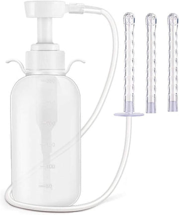 Medical Manual Pressure Reusable Vaginal Cleansing and Enema Douche System Kit with 3 Nozzle Tips(300ML)-10 oz