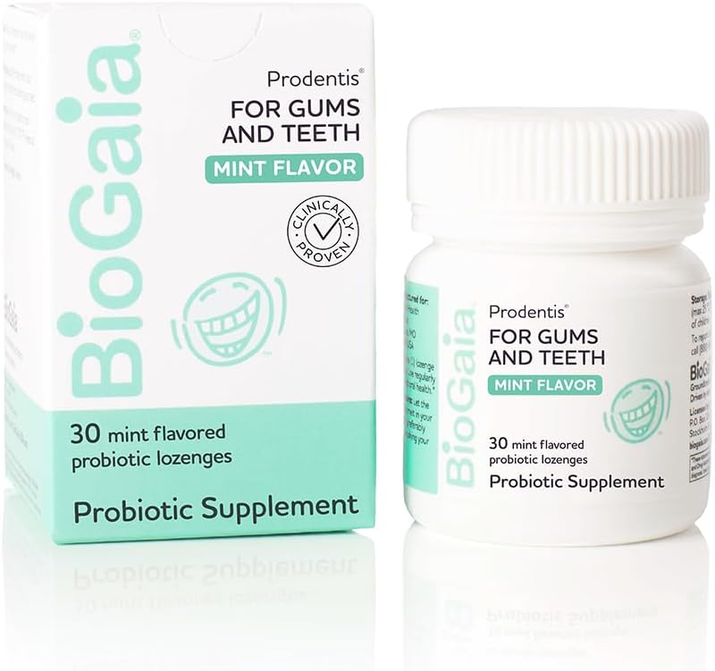 Biogaia Prodentis | Dental Probiotics For Teeth And Gums | Promotes Good Oral Health & Gut Health Too | Oral Probiotics | 30 Mint-Flavored Lozenges | 1-Pack