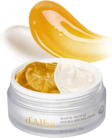 D'Alba White Truffle Double Moisture Cream, Vegan Moisturizer, Nourishing And Firming Dual Formula In One Tube, Korean Skincare (60Ml)