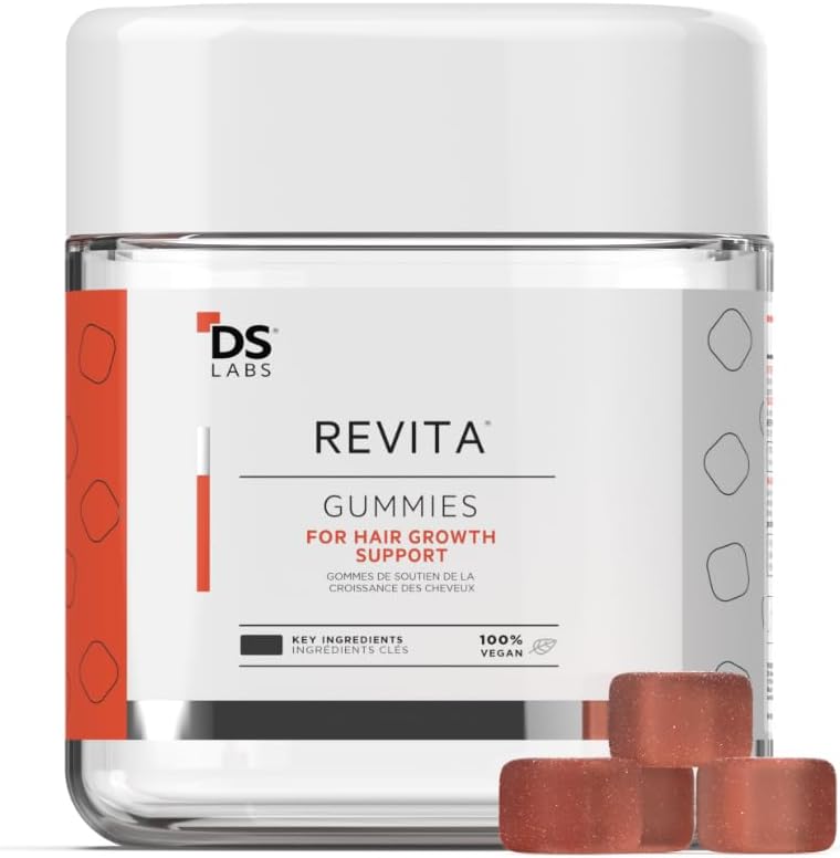 Ds Labs Revita Hair Vitamin Gummies - Support For Thicker, Fuller-Looking Hair, With Biotin, Zinc, Vitamin D, Iron, Magnesium & Melatonin, Vegan, Gluten-Free, Gelatin-Free, 60 Gummies
