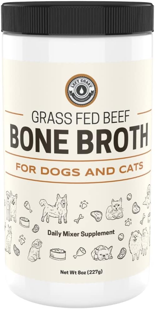 8oz Beef Bone Broth Powder for Dogs and Cats – Human Grade Grass-Fed Bone Broth for Picky Eaters – Supports Joints and Gut Health – Single Ingredient Bone Broth for Cats -Dog Food Toppers For Dry Food
