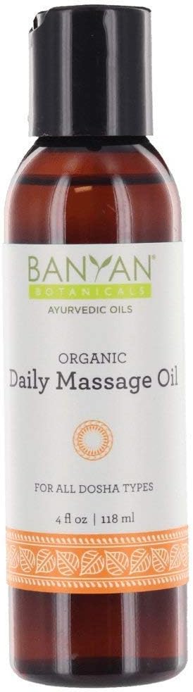 Banyan Botanicals Daily Massage Oil â€“ Organic Ayurvedic Massage Oil â€“ for All Skin Types & Doshas â€“ Moisturizes, Nourishes The Tissues & Calms The Mind â€“ 4. â€“ Non GMO Sustainably Sourced Vegan