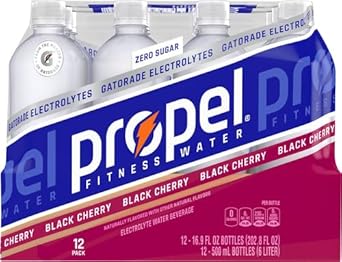 Propel Black Cherry, Zero Calorie Sports Drinking Water With Electrolytes And Vitamins C&E, 16.9 Fl Oz(Pack Of 12)