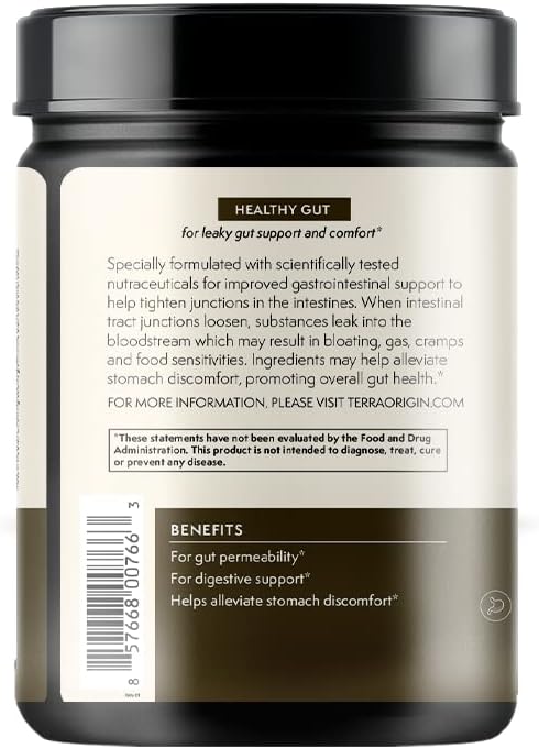 TERRA ORIGIN Healthy Gut Chocolate | 30-Servings with L-Glutamine, Zinc, Glucosamine, Slippery Elm Bark, Marshmallow Root and More! : Health & Household