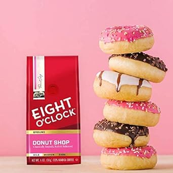 Eight O'Clock Coffee Donut Shop, 11 Ounce (Pack of 1), Mild Roast 100% Arabica Ground Coffee, Kosher Certified