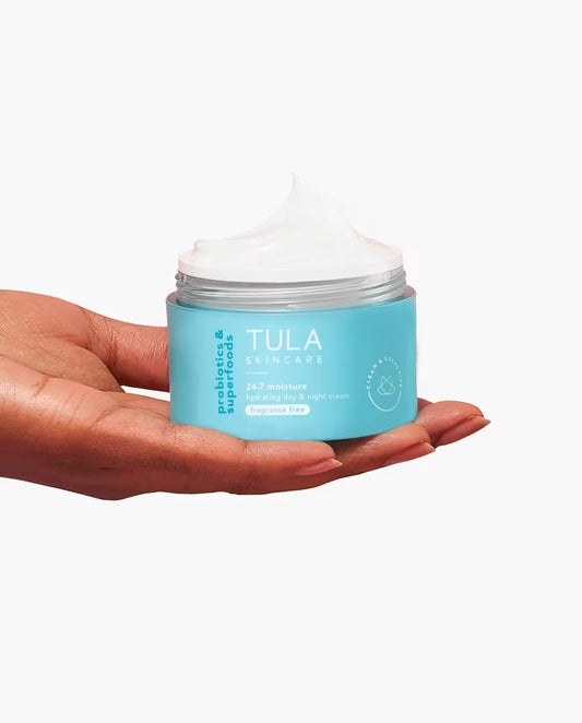 Tula Skin Care 24-7 Hydrating Day & Night Cream Fragrance Free - Nourishing Moisturizer For Face, Maintain Skin Balance & Improve Skin Smoothness, Contains Watermelon & Apple Extract, 1.5 Oz