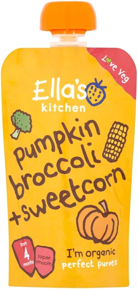 Ella'S Kitchen Organic Pumpkin Broccoli + Sweetcorn Pouch 4+ Moths 120G
