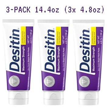 Desitin 3-Pack Maximum Strength Baby Diaper Rash Cream with 40% Zinc Oxide for Treatment, Relief & Prevention, Hypoallergenic, Phthalate- & Paraben-Free Paste, 14.4 oz by Vitasoul : Baby