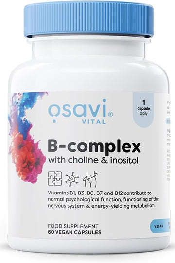 Osavi B–Complex With Choline & Inositol – 60 Vegan Capsules | Complete B–Vitamin Support For Energy, Nervous System & Mental Performance | With Vitacholine® | Clean Label | Vegan–Friendly